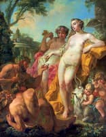 Bacchic figures in a classical landscape