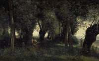A Man Scything by a Willow Grove