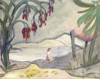 Kneeling Nude in Exotic Landscape