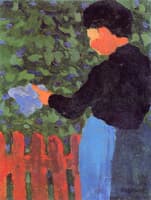 Woman at a Red Fence