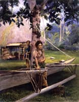 Portrait of Faase, the Taupo, or Official Virgin of Fagaloa Bay, and Her Duenna, Samoa