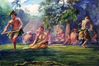Taupo and Attendants Dancing in Open Air, Iva in Savaii, Samoa