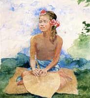 Study of Tongan Girl with Fan