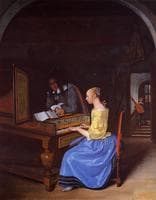 A Young Woman Playing a Harpsichord to a Young Man