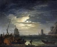 A Mediterranean Inlet by Moonlight