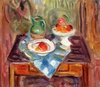 Still LIfe with Green Pitcher and Plate of Fruit