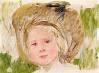 Sketch of Head of a Girl with a Black Rosette