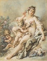 Venus Giving Roses to Two Cupids