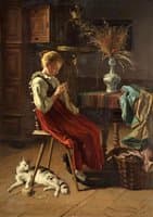 A Girl Knitting