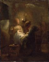 Women Sewing by Lamplight