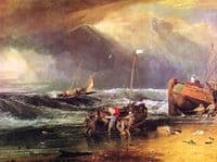 A Coast Scene with Fishermen Hauling a Boat Ashore