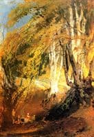 A Beech Wood with Gipsies Round a Camp Fire