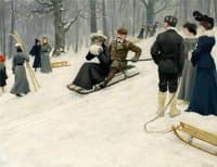 Snow sled ride in Søndermarken, Copenhagen