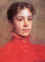 Portrait of a Young Woman in a Red Dress