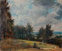 A View at Hampstead with Trees and Figures