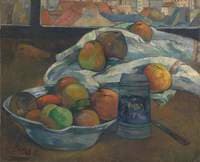 Bowl of Fruit and Tankard Before a Window