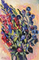 Irises in Green Jug