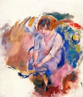 Young Woman Lacing Her Shoes