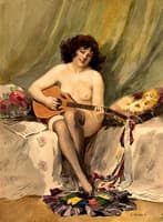Female Nude with a Guitar