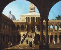 Venice:  Caprice View of the Courtyard of the Doge's Palace with the Scala dei Giganti