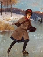 Young girl on a frozen lake, Norway