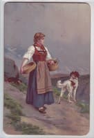 Girl and Dog in the Mountains