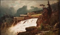 Waterfall with a sawmill