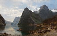 Fjord Landscape with People