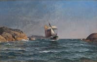 Sailing ship at the rocky coast
