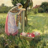 Resting by a Basket of Flowers