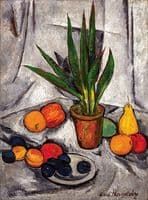 Still life with plants and fruit
