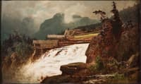 Waterfall with sawmill