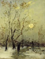 Woman with a fagot in winter landscape