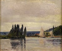 River landscape with sailing boats