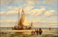 Beach scene with fishermen