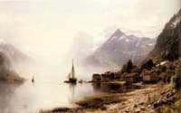 Norwegian Fjord with Snow-Capped Mountains