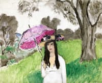 Woman with Pink Umbrella