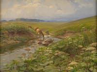 Deer on a stream
