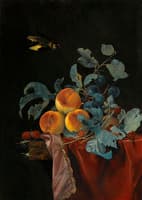 A Still Life with Peaches, Raspberries and Damsons