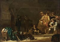 Soldiers in a Barn Playing Cards