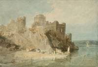 Pembroke Castle from the River, with Figures and Boats