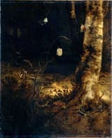 Forest floor still life with butterflies and reptiles
