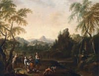 Southern landscape with peasant group