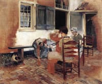 Dutch Courtyard Scene: Study for Venetian Bead Stringers