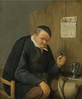 An Elderly Man Seated Holding a Wineglass