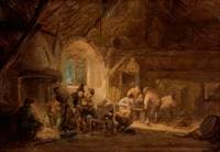 Rustic Interior with Peasants Drinking and Gaming
