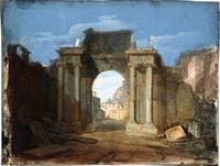 A Capriccio with the Dome of St Peter's, Rome, Seen through a Ruined Triumphal Arch