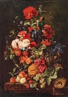 Floral Still Life with Fruit and Bird's Nest