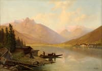 Landscape with an Alpine Lake and Village