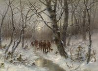 Hunters in a Winter Forest